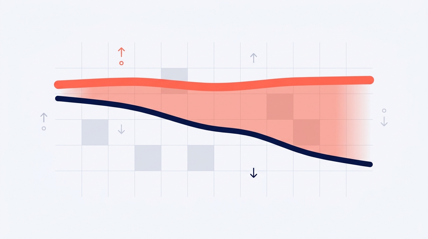 A clean, infographic-style illustration showing two diverging lines on a