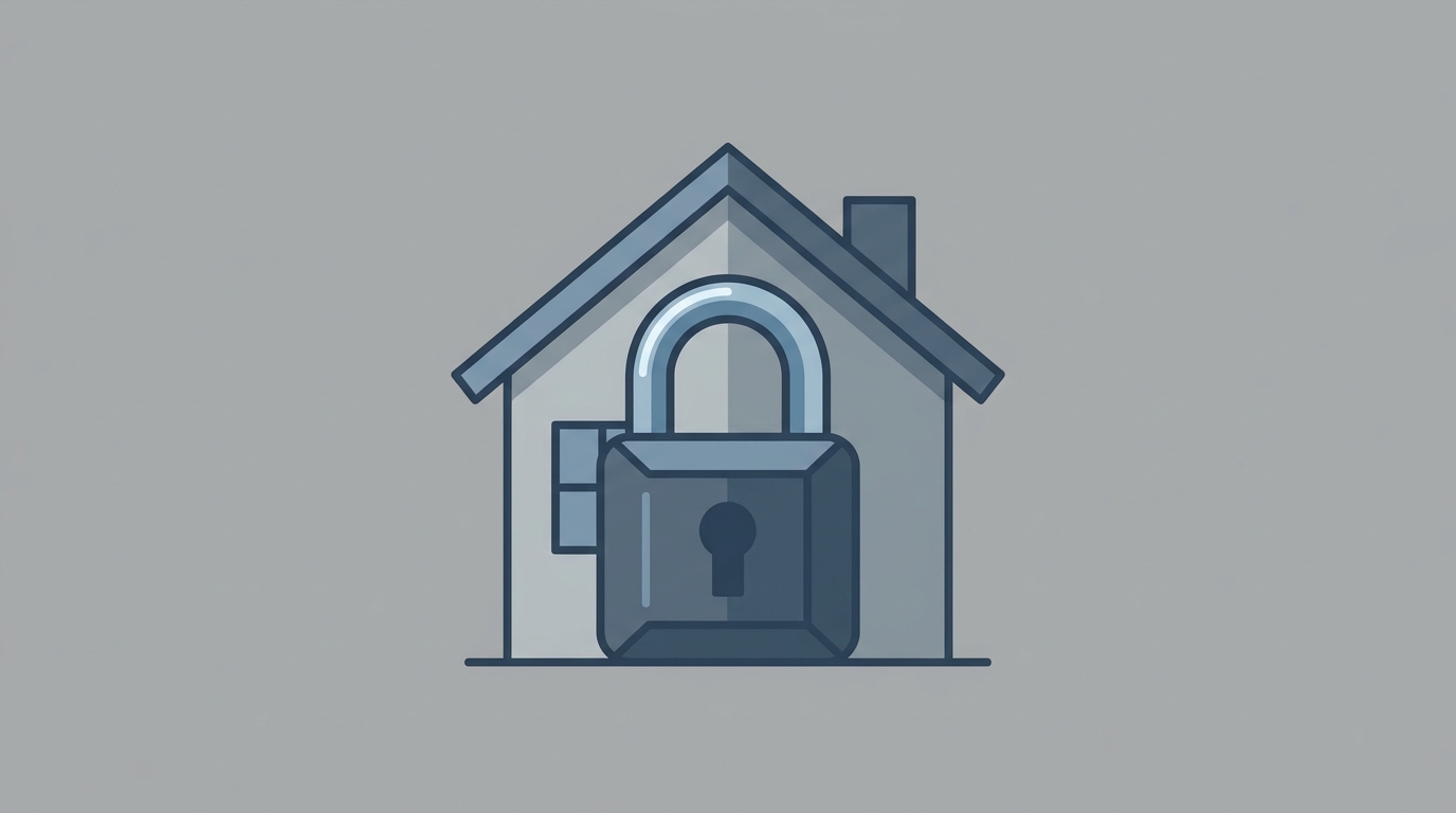 A vector illustration of a residential house secured with a heavy
