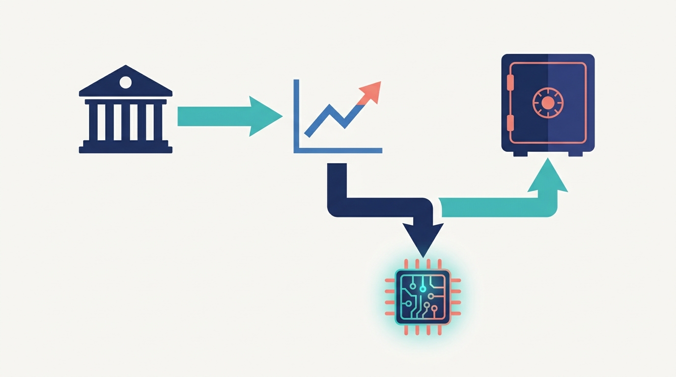 A clean, flowchart illustration showing a financial chain reaction.